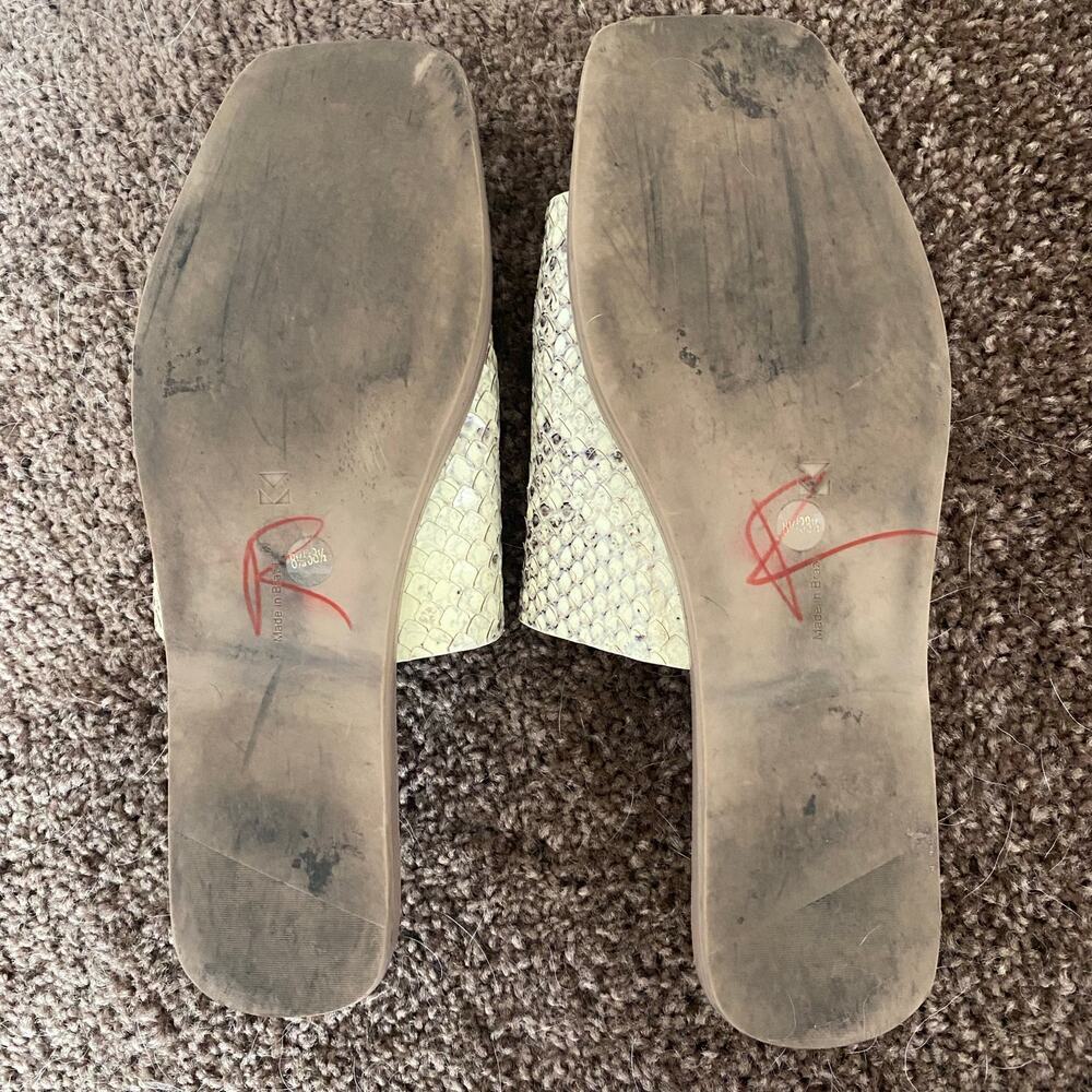 Mercedes Castillo Benita Snakeskin Square Toe Leather Sandal Slides Womens 8.5 - Picture 4 of 4